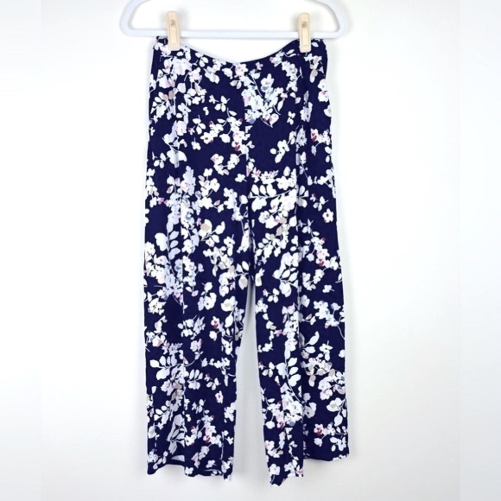 J.Jill | Wearever Full Leg Cropped Floral Print Elastic Waist Palazzo Pants | S